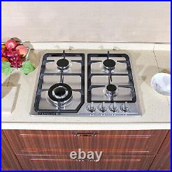 23'' Cooker Built-in 4 Burner Stove 110V 3300W LPG/Gas Hob Cooktop Stainless