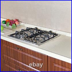 23'' Cooker Built-in 4 Burner Stove 110V 3300W LPG/Gas Hob Cooktop Stainless