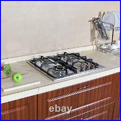 23'' Cooker Built-in 4 Burner Stove 110V 3300W LPG/Gas Hob Cooktop Stainless