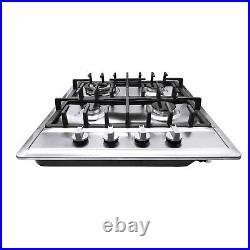 23 Cooktop 4 Burners Built-in Stove Top Stainless Steel Gas Cooktop Kitchen