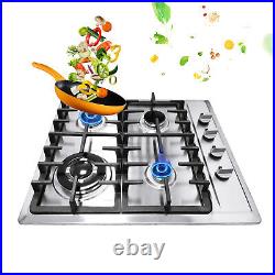 23 Cooktop 4 Burners Built-in Stove Top Stainless Steel Gas Cooktop Kitchen