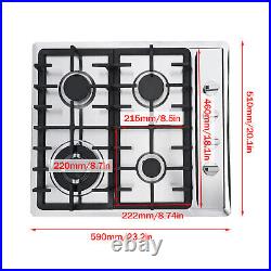 23 Cooktop Cooking Stainless Steel 4 Burners Stove Top Built-In Gas Propane NG