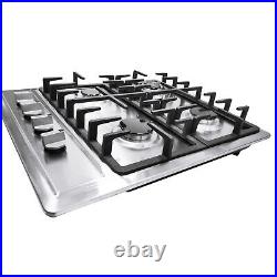 23 Cooktop Cooking Stainless Steel 4 Burners Stove Top Built-In Gas Propane NG