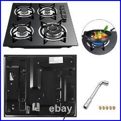 23 In 4 Burners Gas Cooktop Built-in Stove Lpg Ng Cooker Tempered Glass Cooking