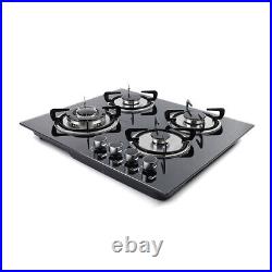 23 In 4 Burners Gas Cooktop Built-in Stove Lpg Ng Cooker Tempered Glass Cooking