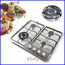 23 Inch 4 Burners Built-in Gas Stove Propane LPG/NG Countertop Cooktop Cooker US