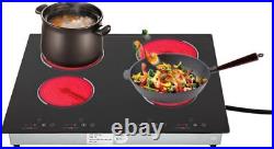 23 Inch Countertop Electric Cooktop 4 Burner, 110V Plug in Electric Stovetop