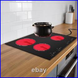 23 Inch Countertop Electric Cooktop 4 Burner, 110V Plug in Electric Stovetop