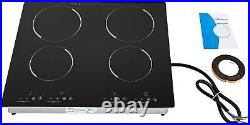 23 Inch Countertop Electric Cooktop 4 Burner, 110V Plug in Electric Stovetop