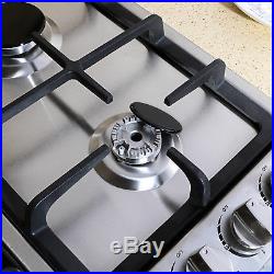 23 Stainless Steel 4 Burner Gas Cooktop with NG/LPG Conversion Cook Top Stove