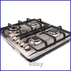 23 Stainless Steel Gas Cooktop 4 Burners with NG/LPG Conversion Cook Top Stoves