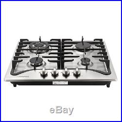 23'' Stainless Steel Kitchen Cooktop 4 Burner Built-In Stove LPG/NG Gas Hob