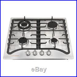 23'' Stainless Steel Kitchen Cooktop 4 Burner Built-In Stove LPG/NG Gas Hob