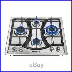 23 Steel Built-in 4 Burners kitchen Gas Cooktop Stove NG / LPG Gas Hob Cooker