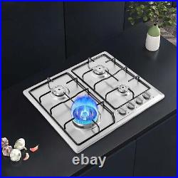 23 Stove Top 4 Burners Built-In Gas Propane LPG Cooktop Cooking Stainless Steel