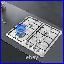 23 Stove Top 4 Burners Built-In Gas Propane LPG Cooktop Cooking Stainless Steel