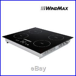 23 in 4 Burners Induction Cooktop Black Glass Plate 4 Zone IH Cooktop 6800W 220V