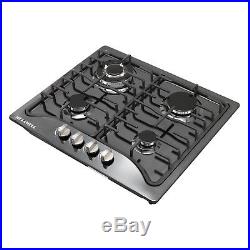 23inch Black Titanium Stainless Steel 4 Burners Built-In Gas Cooktop Kitchen