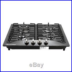 23inch Black Titanium Stainless Steel 4 Burners Built-In Gas Cooktop Kitchen