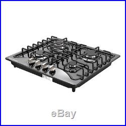 23inch Black Titanium Stainless Steel 4 Burners Built-In Gas Cooktop Kitchen