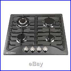 23inch Black Titanium Stainless Steel 4 Burners Built-In Gas Cooktop Kitchen