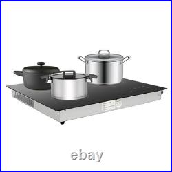 24 3-Burner Built-in Electric Cooktop Ceramic Stove Top Touch Timing 110V 2600W