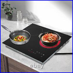 24 3-Burner Built-in Electric Cooktop Ceramic Stove Top Touch Timing 110V 2600W