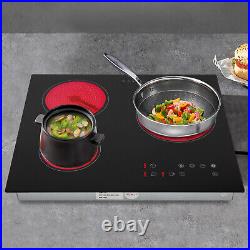 24 3-Burner Built-in Electric Cooktop Ceramic Stove Top Touch Timing 110V 2600W