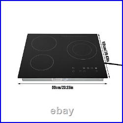 24 3-Burner Built-in Electric Cooktop Ceramic Stove Top Touch Timing 110V 2600W