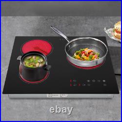 24 3-Burner Built-in Electric Cooktop Ceramic Stove Top Touch Timing 110V 2600W