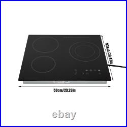 24 3-Burner Built-in Electric Cooktop Ceramic Stove Top Touch Timing 110V 2600W