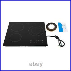 24 3-Burner Built-in Electric Cooktop Ceramic Stove Top Touch Timing 110V 2600W