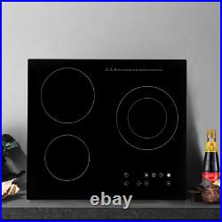24 3-Burner Built-in Electric Cooktop Ceramic Stove Top Touch Timing 110V 2600W