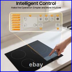 24 3-Burner Built-in Electric Cooktop Ceramic Stove Top Touch Timing 110V 2600W