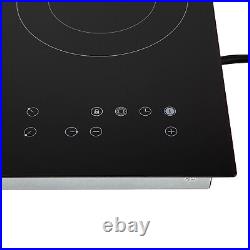 24 3-Burner Built-in Electric Cooktop Ceramic Stove Top Touch Timing 110V 2600W