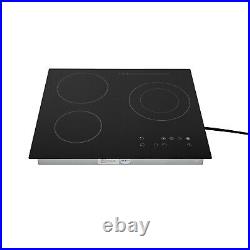 24 3-Burner Built-in Electric Cooktop Ceramic Stove Top Touch Timing 110V 2600W