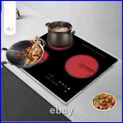 24 3-Burner Built-in Electric Cooktop Ceramic Stove Top Touch Timing 110V 2600W 24 3-Burner Built-in Electric Cooktop Ceramic Stove Top Touch Timing 110V 2600W