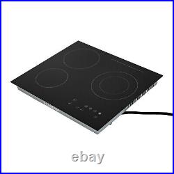 24 3-Burner Built-in Electric Cooktop Ceramic Stove Top Touch Timing 110V 2600W