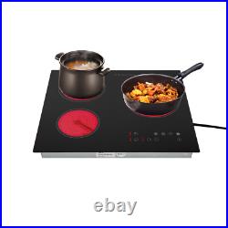24 3-Burner Built-in Electric Cooktop Ceramic Stove Top Touch Timing 110V 2600W 24 3-Burner Built-in Electric Cooktop Ceramic Stove Top Touch Timing 110V 2600W