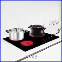 24 3-Burner Built-in Electric Cooktop Ceramic Stove Top Touch Timing 110V 2600W