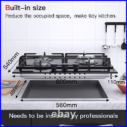 24 3 Burners Gas Cooktop Tempered Glass Panel Built-in LPG NG Hob Black Cooker