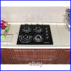 24 4 Burners Gas Cooktop Stove Top Tempered Glass Built-In LPG/NG Gas Cooktops
