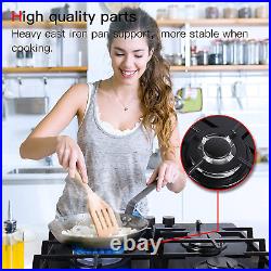 24 Built-In Gas Cooktop, 3 Burner Gas Stovetop, 24 Inch NG/LPG Convertible Natu