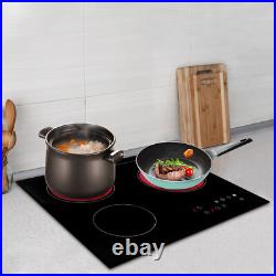 24 Built-in Electric Ceramic Cooktop 3 Burners Stove Touch Control, 2600W Total