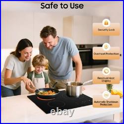 24 Built-in Electric Ceramic Cooktop 3 Burners Stove Touch Control, 2600W Total