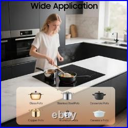 24 Built-in Electric Ceramic Cooktop 3 Burners Stove Touch Control, 2600W Total