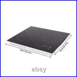 24 Built-in Electric Ceramic Cooktop 3 Burners Stove Touch Control, 2600W Total