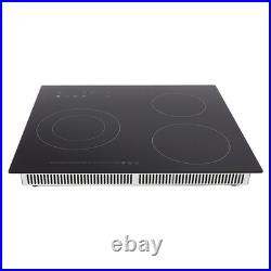24 Built-in Electric Ceramic Cooktop 3 Burners Stove Touch Control, 2600W Total