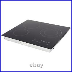 24 Built-in Electric Ceramic Cooktop 3 Burners Stove Touch Control, 2600W Total