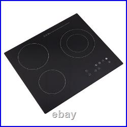 24 Built-in Electric Ceramic Cooktop 3 Burners Stove Touch Control, 2600W Total